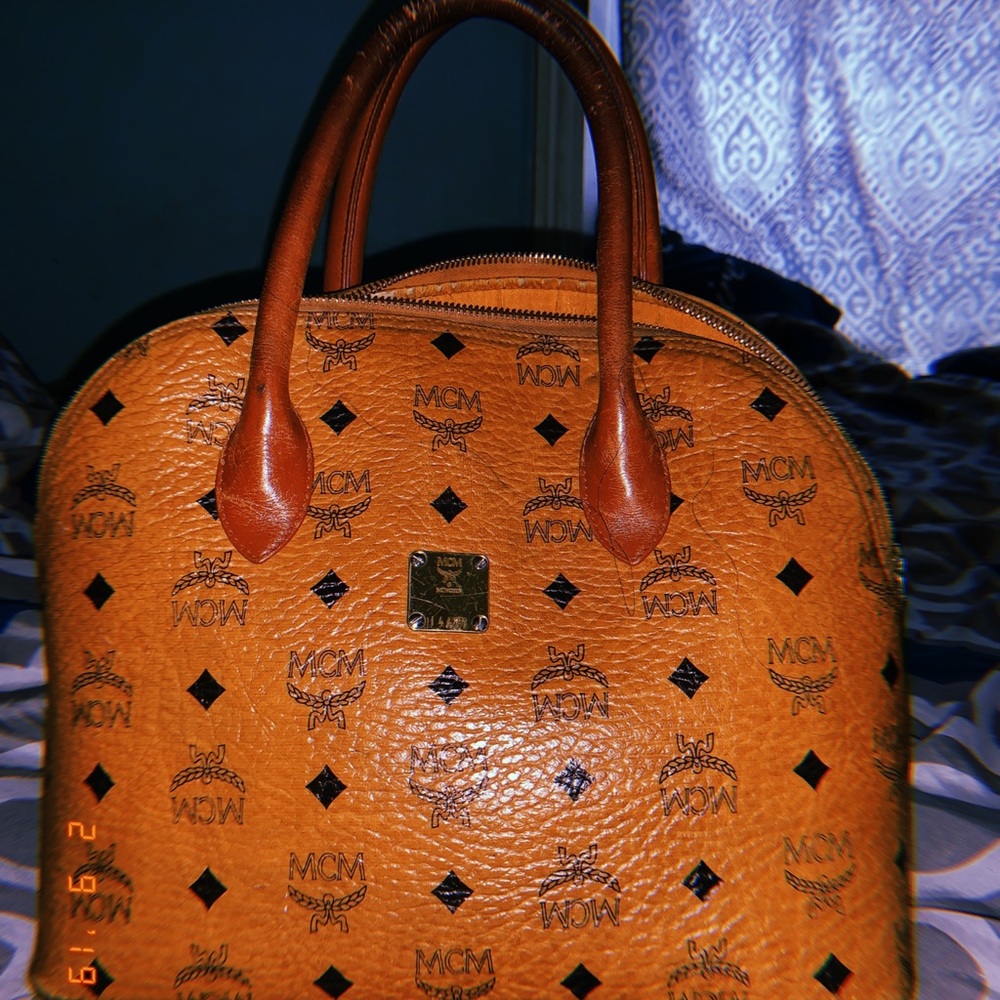 MCM Visetos Heritage Domed Bowler Satchel